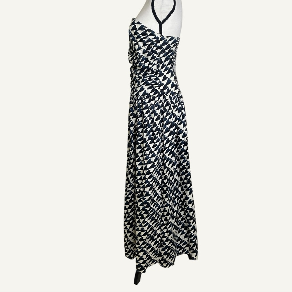 Band of the Free Free People Strapless Maxi Dress Smocked Back Blue White Print - Picture 4 of 14